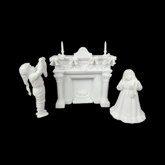 Dept 56 White Bisque Decorating The Mantel 7791-7 Hanging Christmas Stockings - Picture 1 of 10